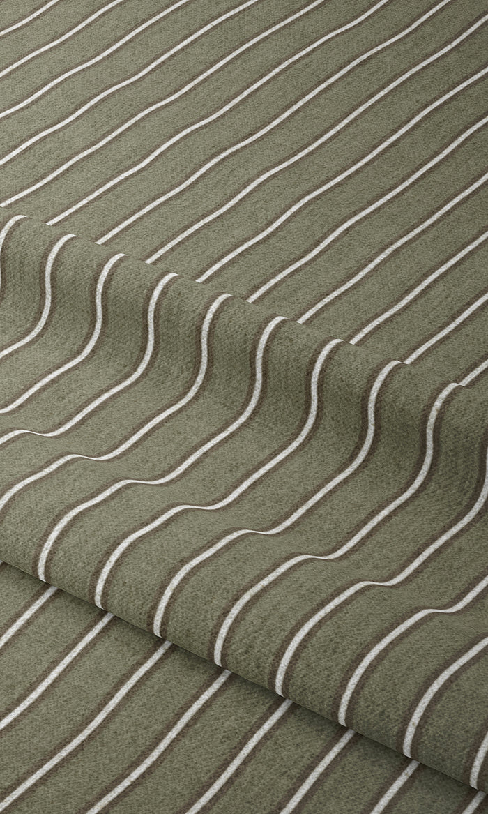Modern Striped Print Window Treatments Fabric By the Metre (Olive Green)