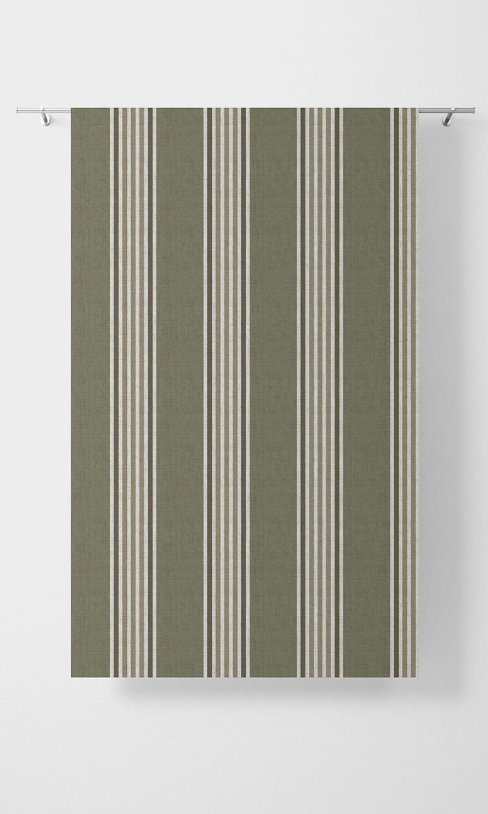 Striped Print Home Textile Fabric Material By the Metre (Olive Green/ Browns)