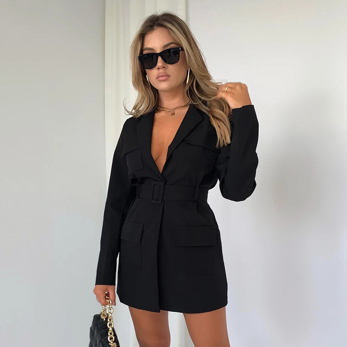 Lapel Long Sleeve Oversized Dress