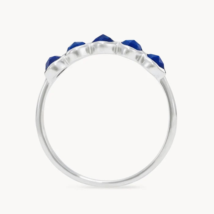 lapis five-stone mood ring - sterling silver, lapis gemstones
