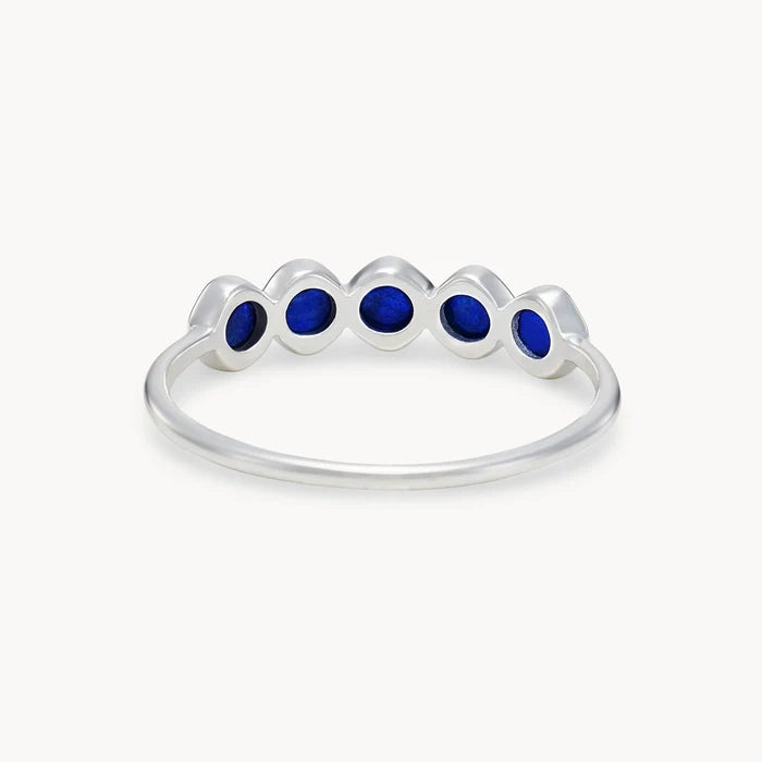lapis five-stone mood ring - sterling silver, lapis gemstones