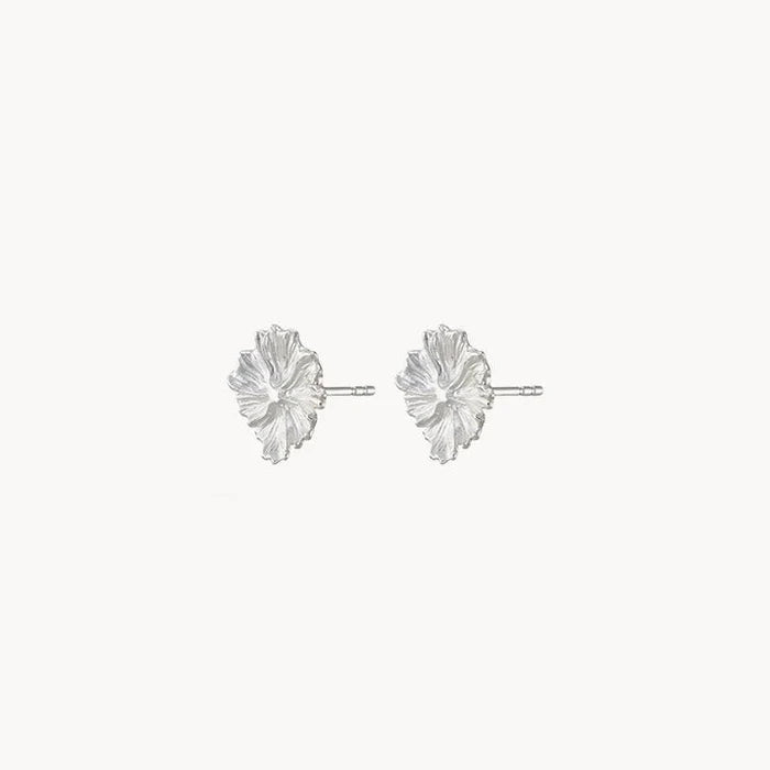 Larger Wildflower Earrings in sterling silver, side detail view