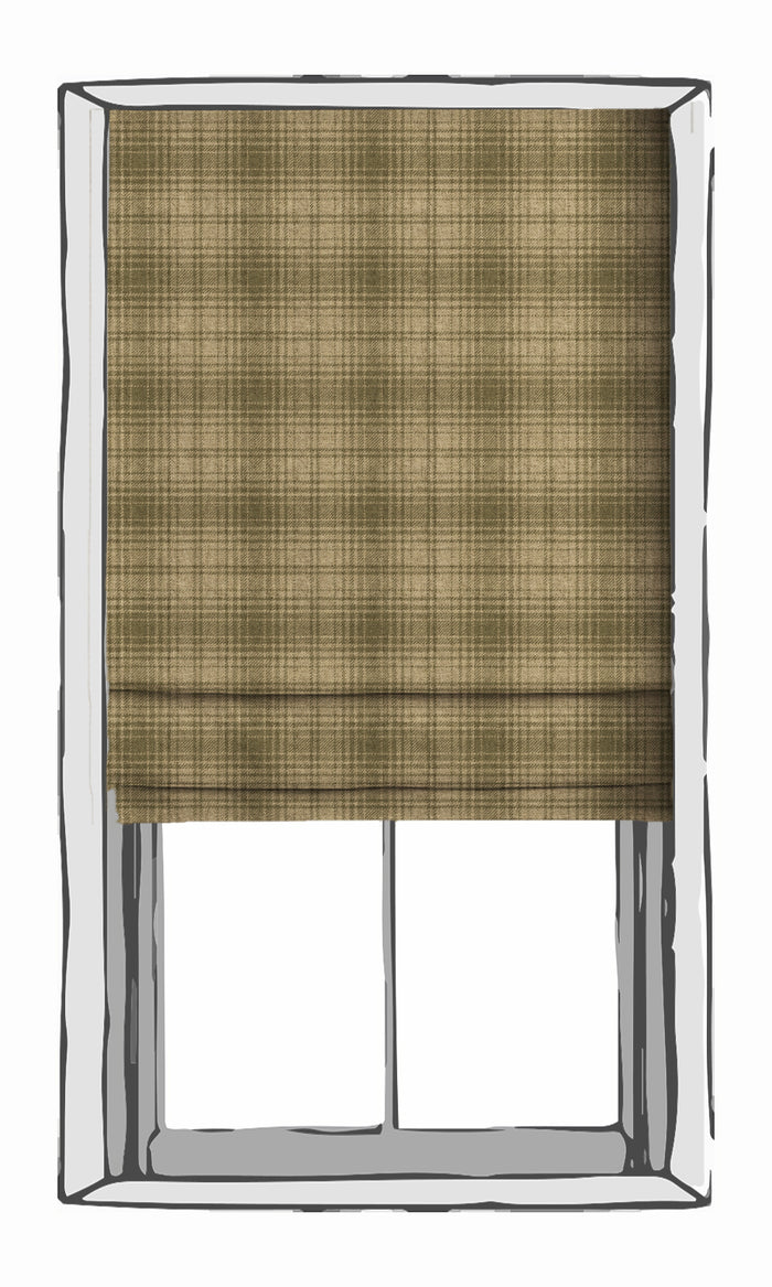 Plaid Print Drapes for Living, Bedroom, Kitchen, Bathroom (Olive Green & Beige)