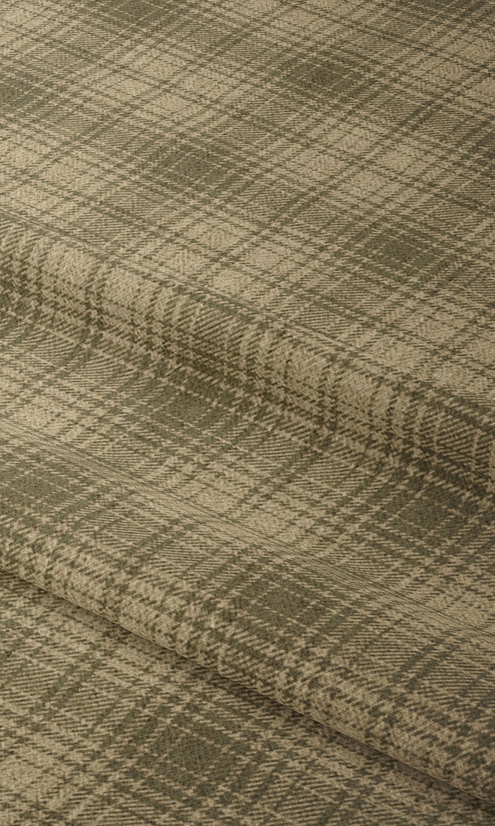 Plaid Print Drapes (Olive Green & Beige) Extra Long Short Wide