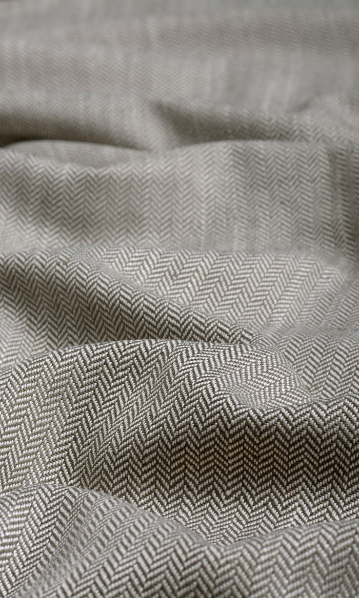 Herringbone Textured Fabric Material By the Metre (Grey)