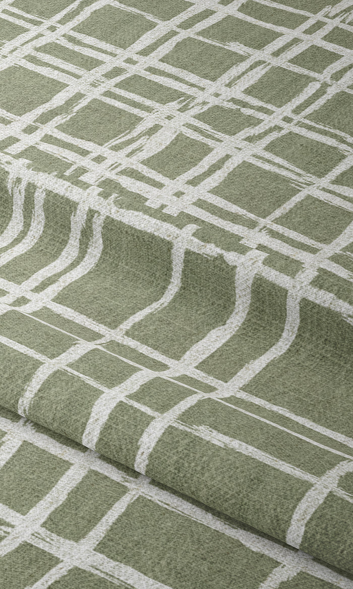 Modern Abstract Print Window Treatments Fabric By the Metre (Green/ White)