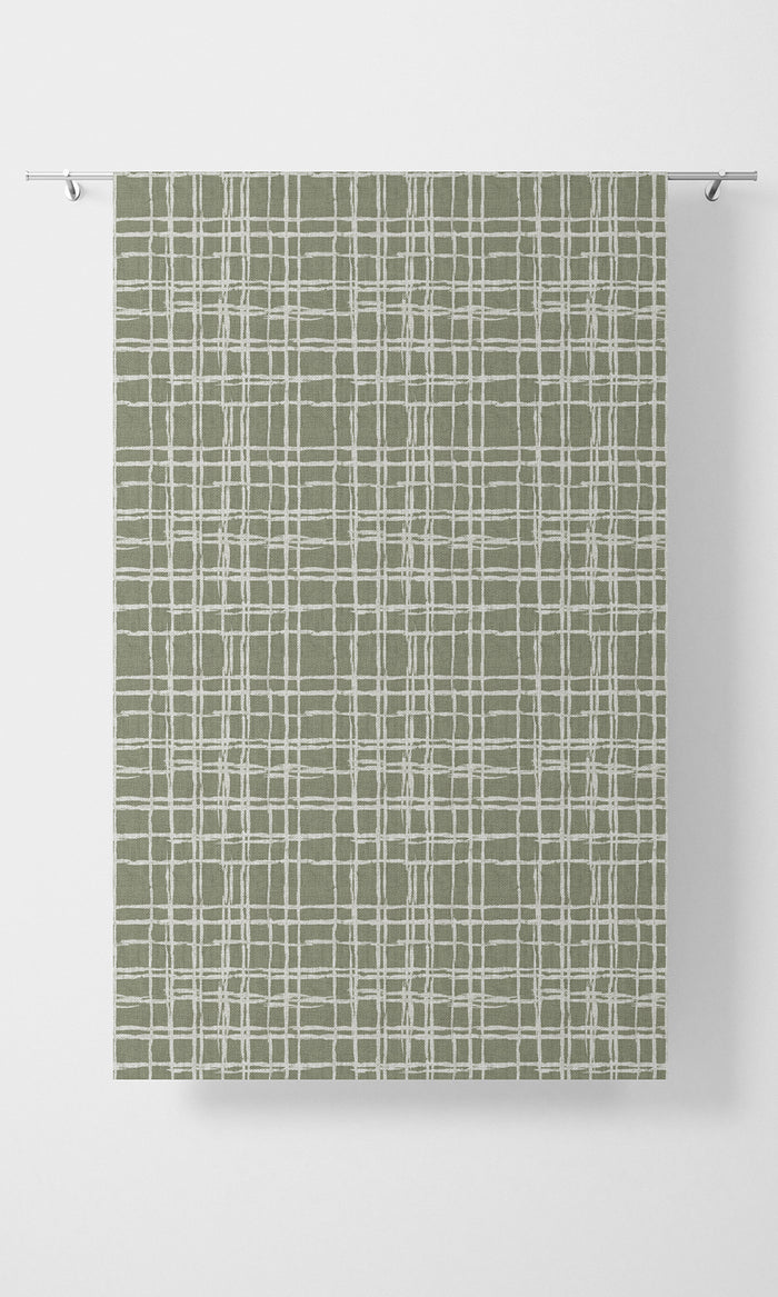 Modern Abstract Print Home Textile Fabric Material By the Metre (Green/ White)