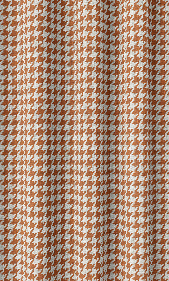 Houndstooth Home Décor Fabric By the Metre (Burnt Orange/ White)