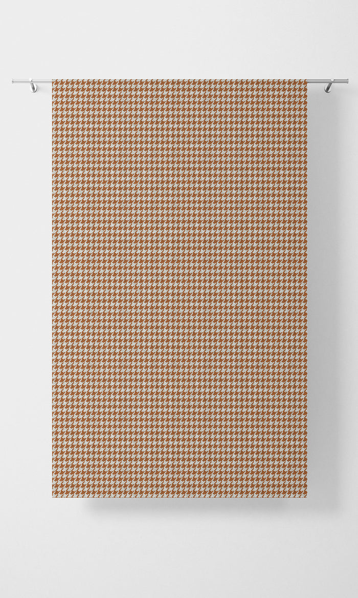 Houndstooth Home Textile Fabric Material By the Metre (Burnt Orange/ White)