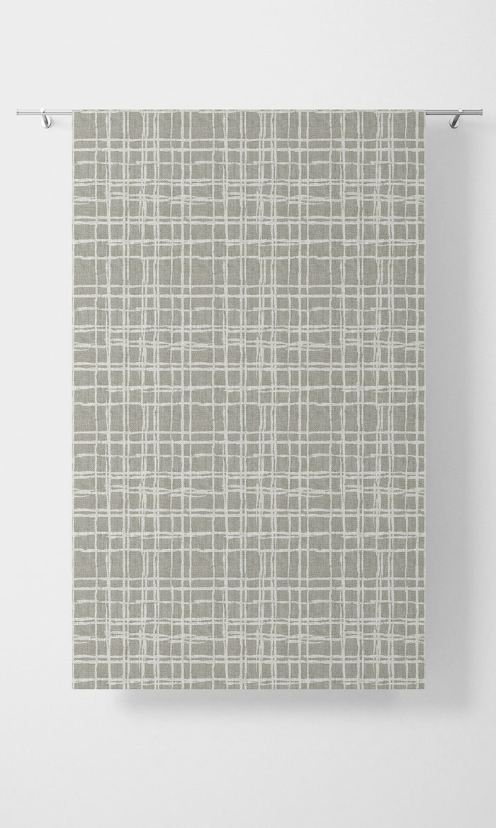 Abstract Patterned Pinch Pleat, Rod Pocket, Eyelet Curtains (Grey/ White)