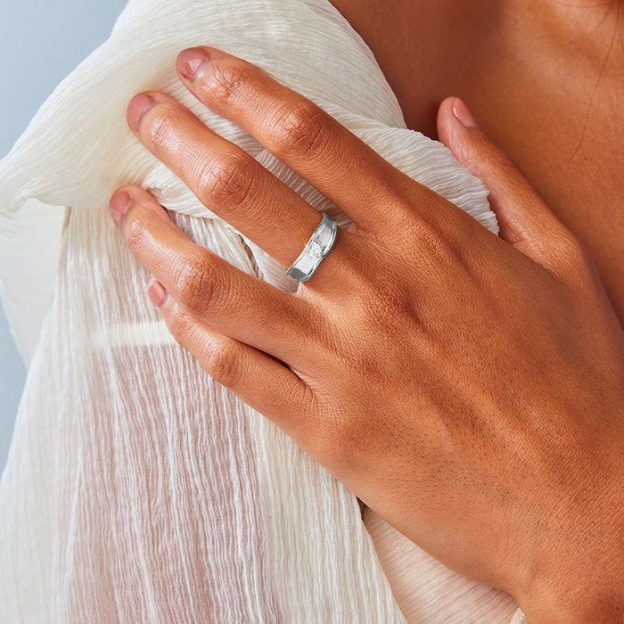 lean on me band ring - sterling silver, white sapphire