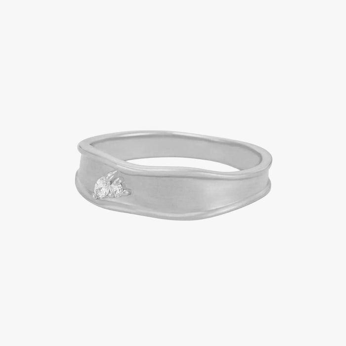 lean on me band ring - sterling silver, white sapphire