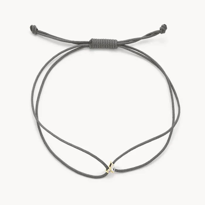 Lean On Me Cord Bracelet in 10k yellow gold with grey cord