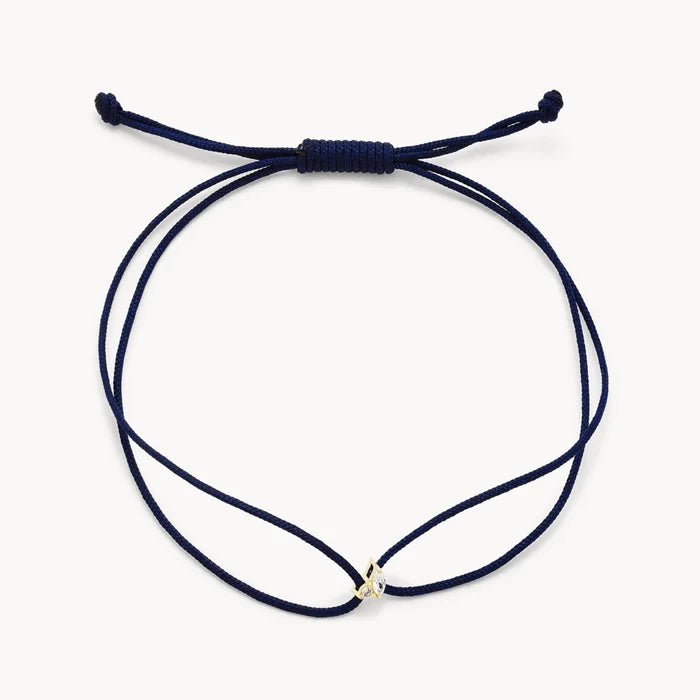 Lean On Me Cord Bracelet in 10k yellow gold with navy cord