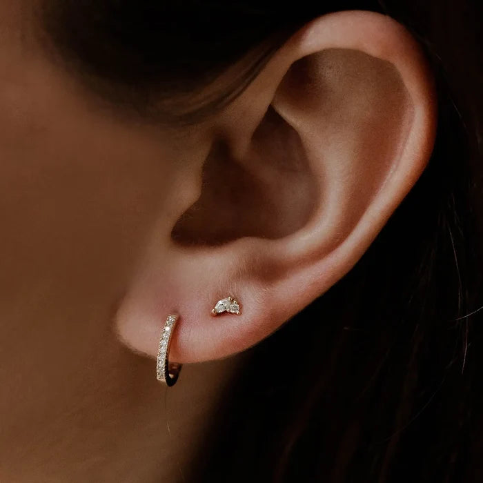 Lean On Me Diamond Stud in 14k yellow gold, shown worn on hand