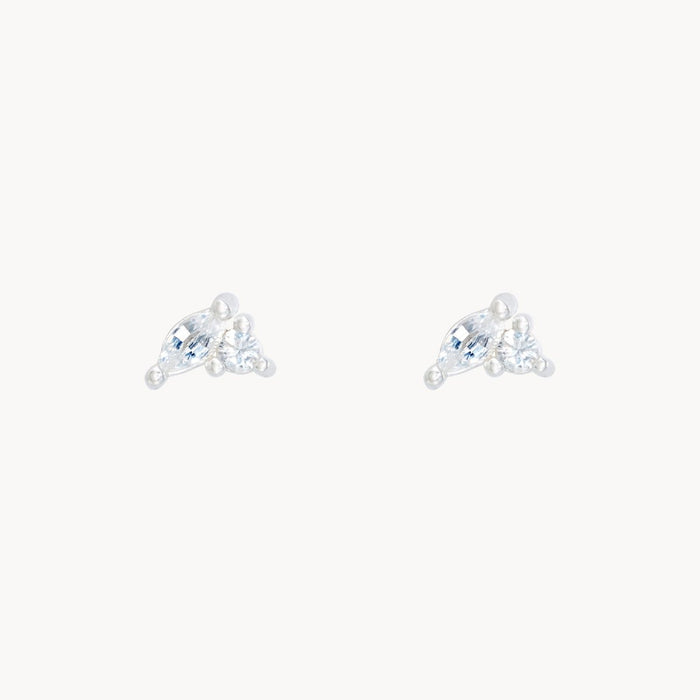 Lean On Me Earrings in sterling silver with white sapphire