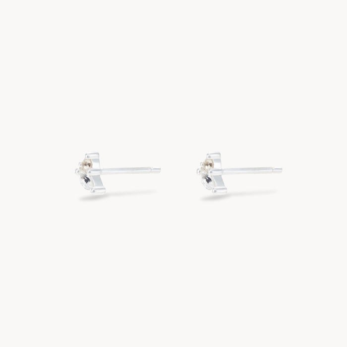 Lean On Me Earrings in sterling silver with white sapphire, alternate angle detail view