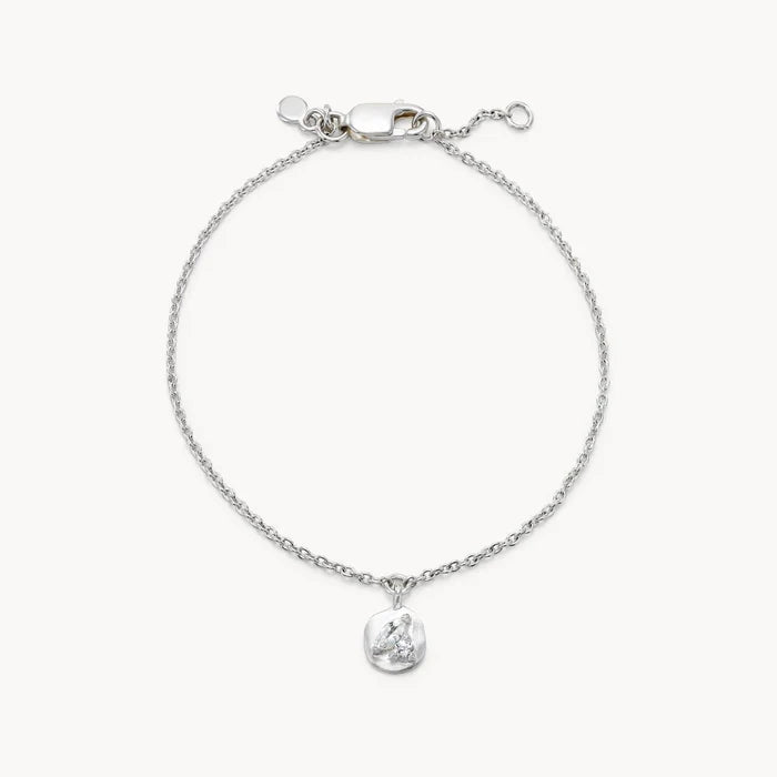 Lean On Me Medallion Bracelet in sterling silver with white sapphire