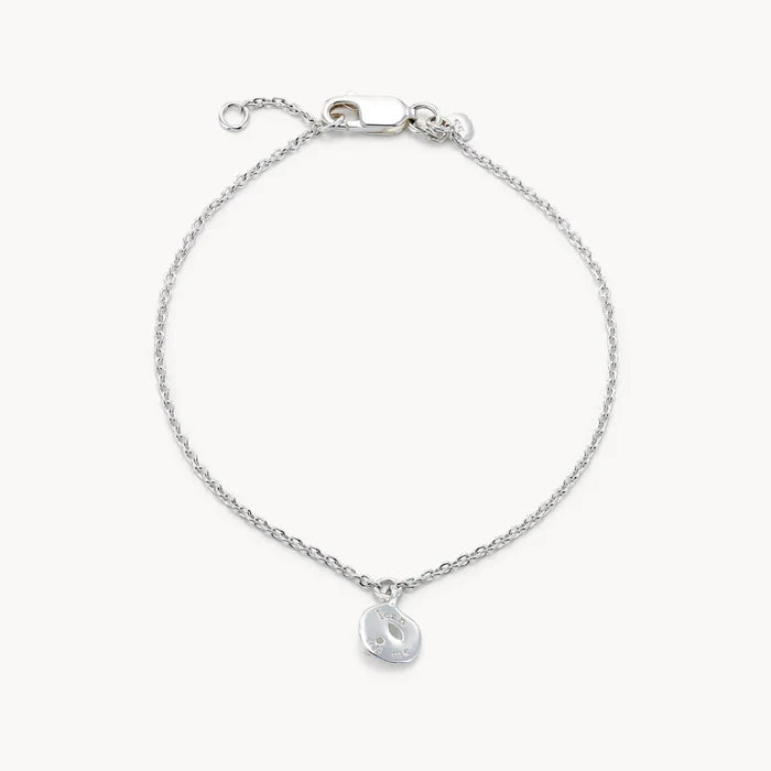 Lean On Me Medallion Bracelet in sterling silver with white sapphire, alternate angle detail view