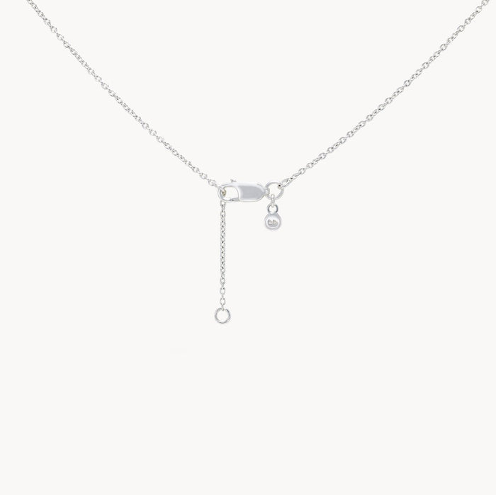 Lean On Me Medallion Necklace in sterling silver with white sapphire, alternate angle detail view