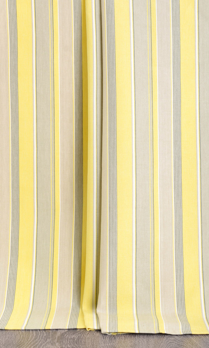 Striped  Pinch Pleat, Rod Pocket, Eyelet Curtains (Yellow/ Gray/ White)