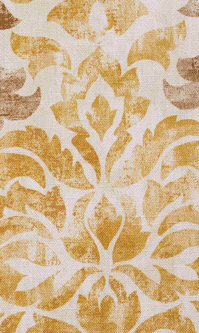 Damask Cotton Home Textile Fabric Material By the Metre (Ocher Yellow/ Mocha Brown)