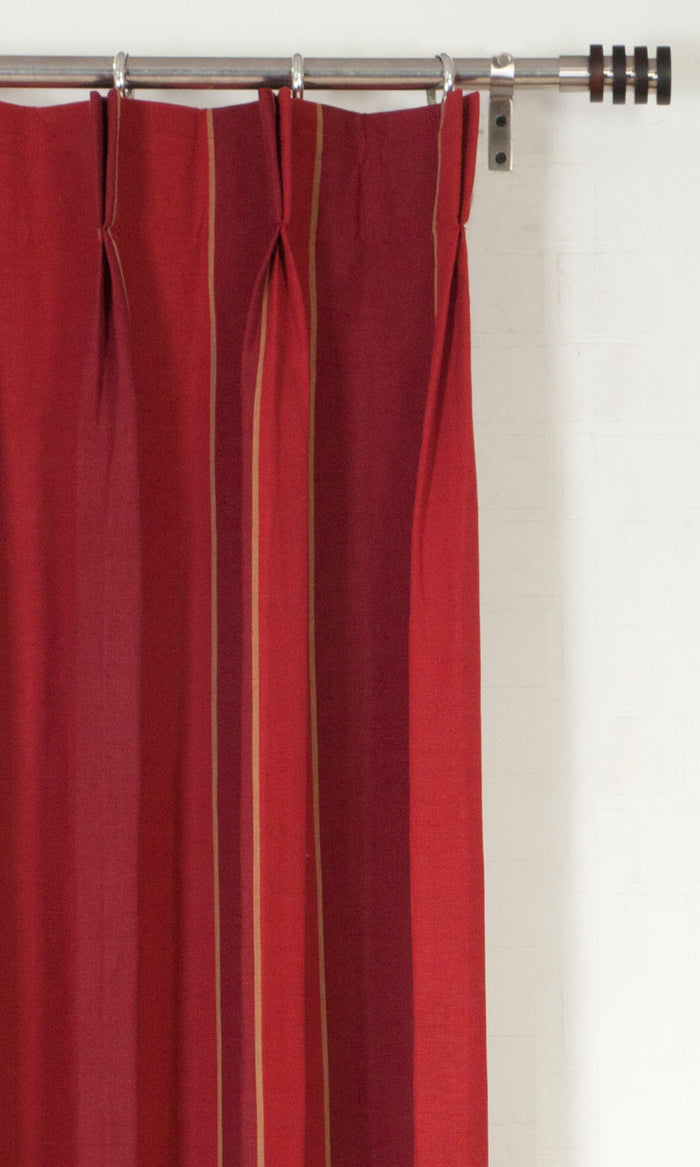 Cotton Pinch Pleat, Rod Pocket, Eyelet Curtains (Red)