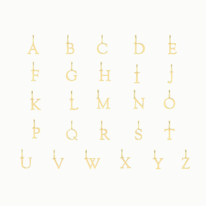 Letter Charm in 10k yellow gold, alternate angle detail view 2