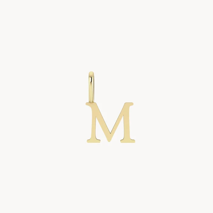 Letter Charm M in 10k yellow gold, alternate angle detail view