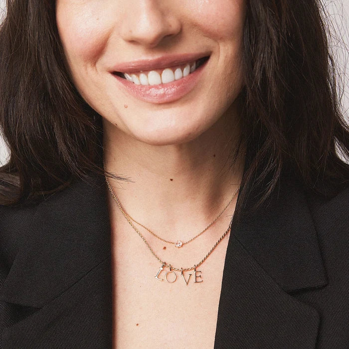 Letter Charm in 10k yellow gold, alternate angle detail view 4