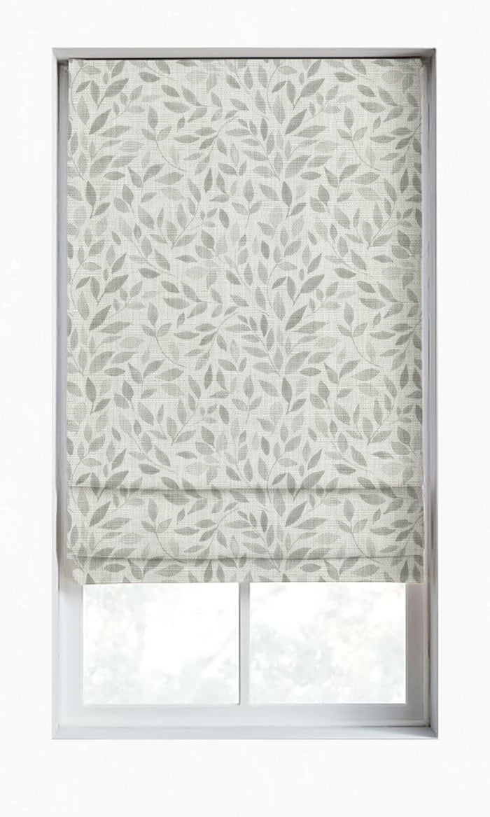 Botanical Print Window Treatments Fabric By the Metre (Eggshell White/ Grey)