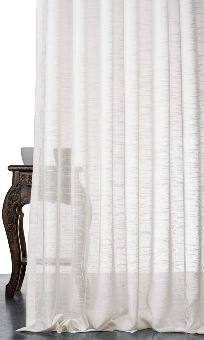 Textured Sheer Window Treatments Fabric By the Metre (White)