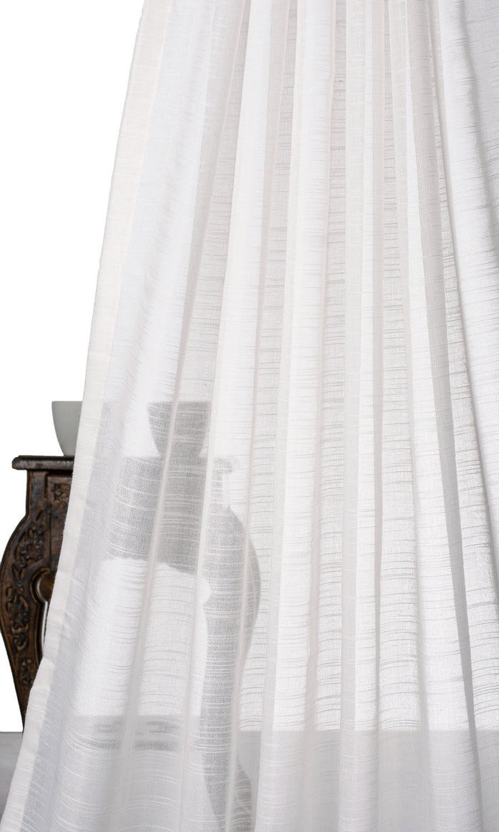 Textured Sheer Home Textile Fabric Material By the Metre (White)