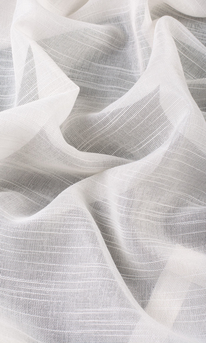 Textured Sheer Fabric By the Metre for Curtains & Drapes (White)