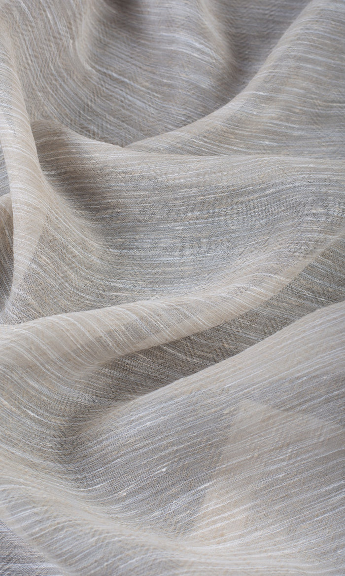 Textured Sheer Home Textile Fabric Material By the Metre (Greige/ Cream)