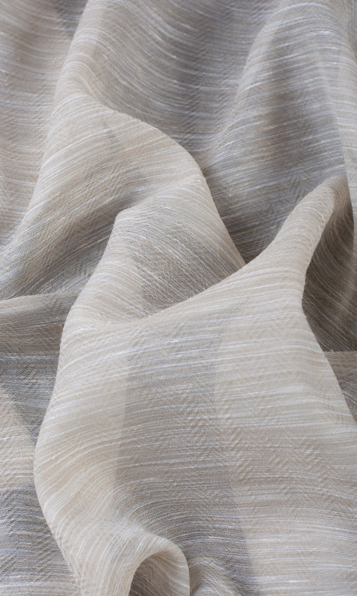 Textured Sheer Fabric Material By the Metre (Greige/ Cream)