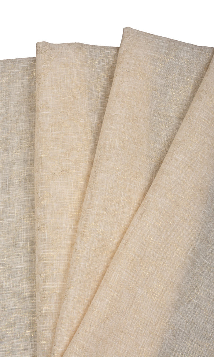 Metallic Accents Sheer Fabric By the Metre for Curtains & Drapes (Beige)