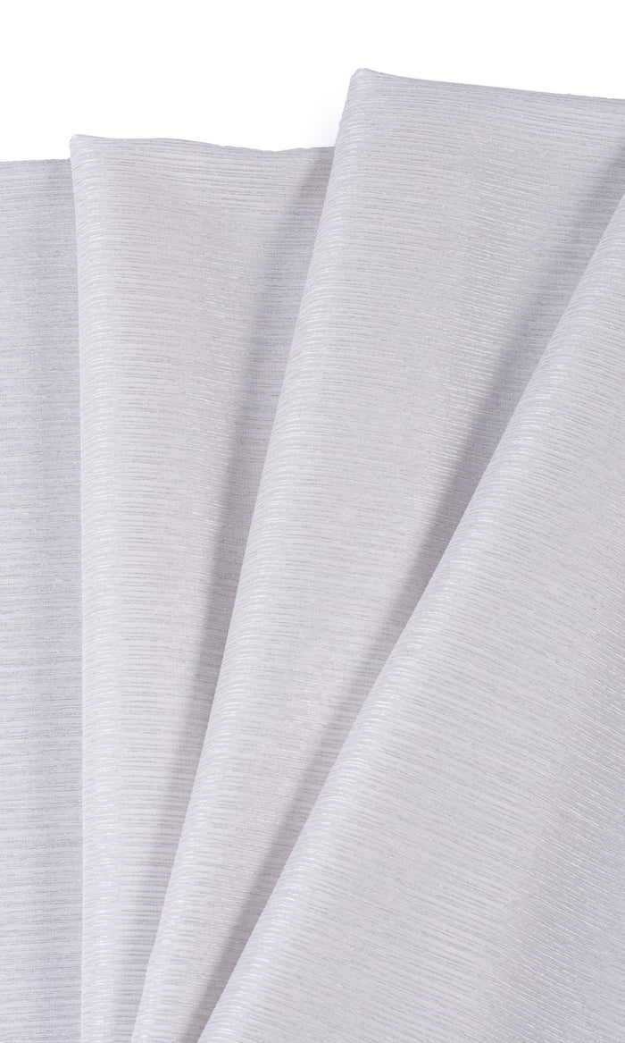 Striped Semi-Sheer Fabric Material By the Metre (Silver Grey)