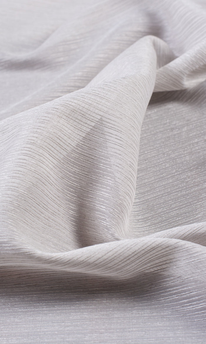 Striped Semi-Sheer Fabric By the Metre for Curtains & Drapes (Silver Grey)