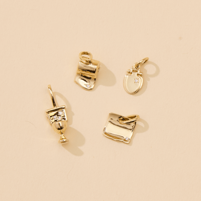 lighter already sh*t ticket charm - 10k yellow gold, diamonds