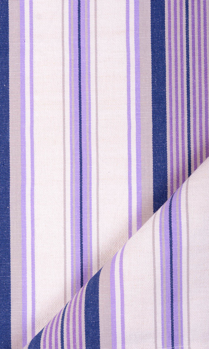 Striped Cotton Drapes for Living, Bedroom, Kitchen, Bathroom (Violet/ White)