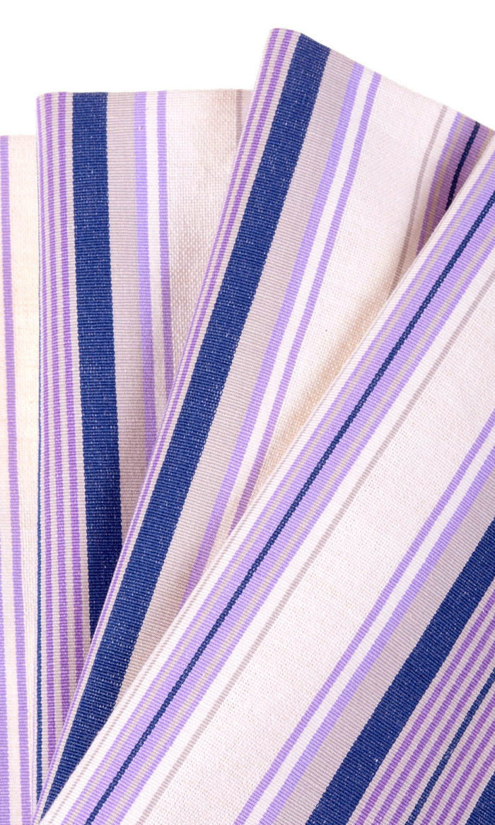 Striped Cotton Drapes (Violet/ White) Extra Long Short Wide