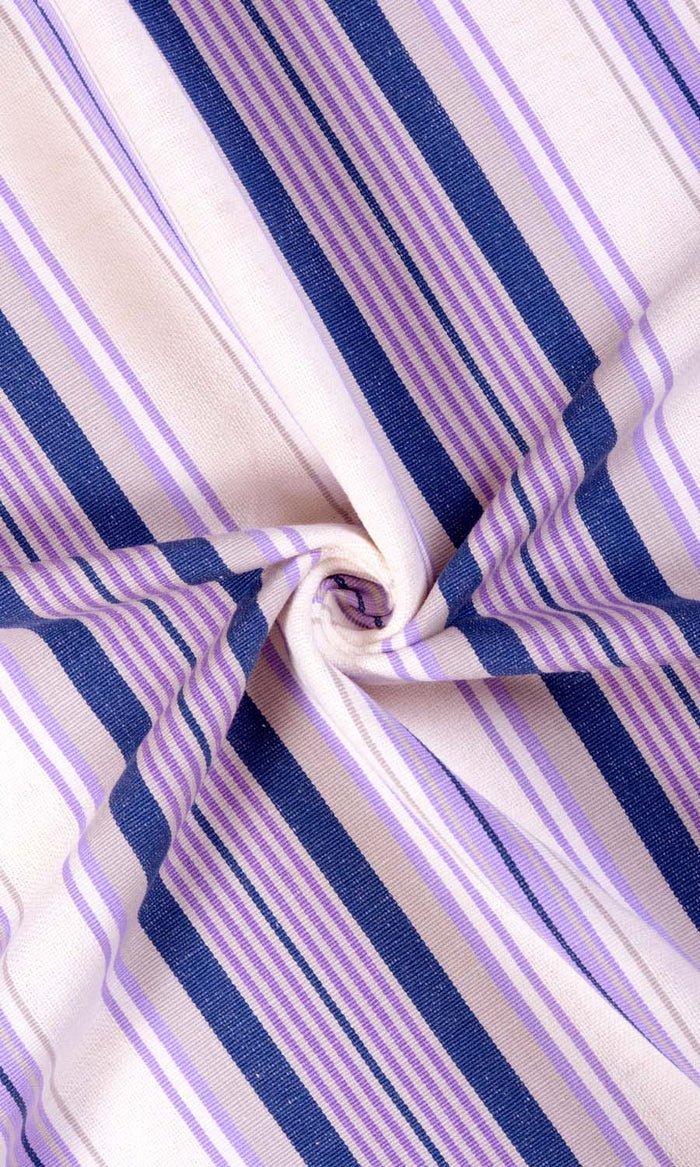 Striped Cotton Curtains / Drapes / Window Drapery Panels (Violet/ White)