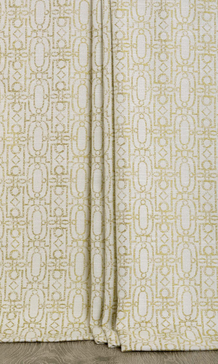 Trellis Poly-Cotton Home Décor Fabric By the Metre (Off White/ Green)