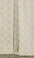 Trellis Poly-Cotton Home Décor Fabric By the Metre (Off White/ Green)