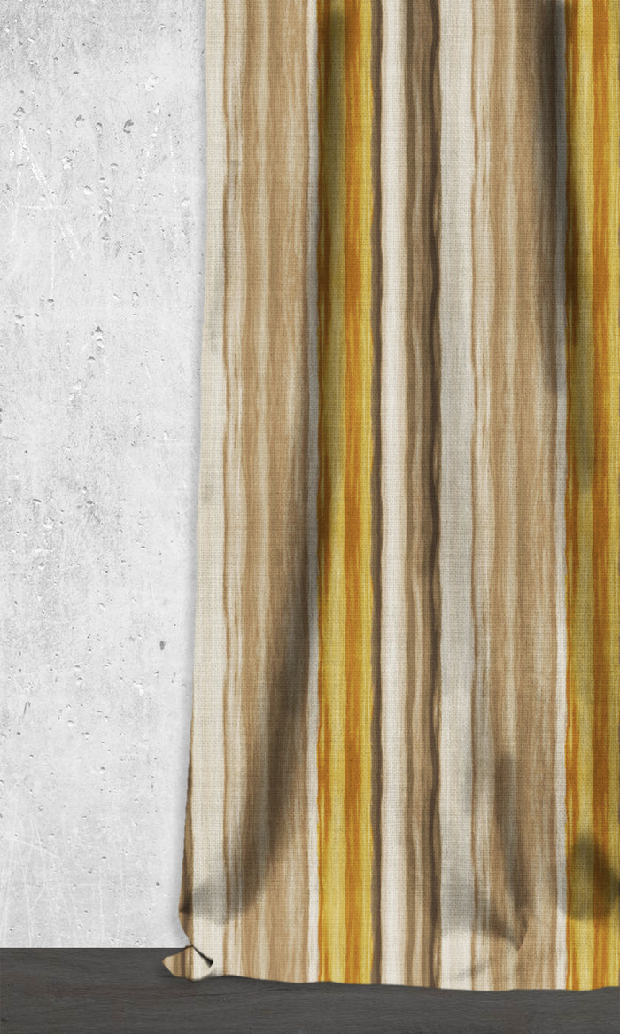 Watercolor Effect Striped Drapes for Living, Bedroom, Kitchen, Bathroom (Yellow/ Brown)