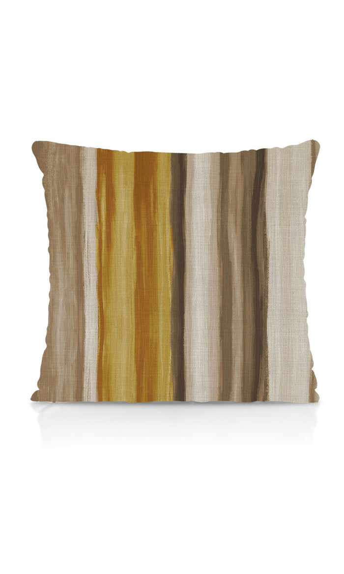 Watercolor Effect Striped Pinch Pleat, Rod Pocket, Eyelet Curtains (Yellow/ Brown)