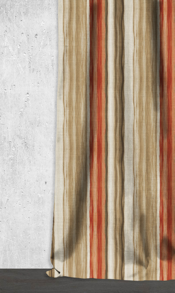 Watercolor Effect Striped Drapery for Living, Bedroom, Kitchen, Bathroom (Red/ Brown)