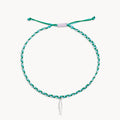 silver little fish cord anklet on white background