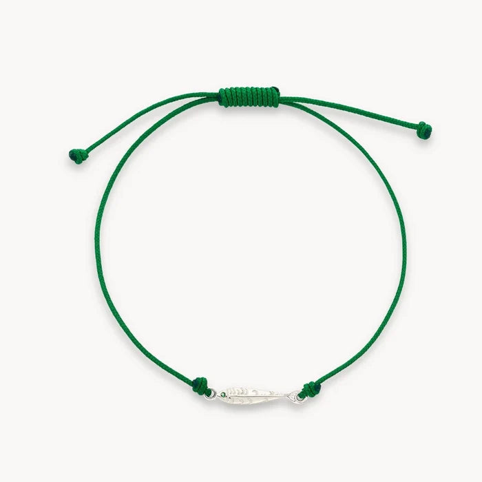 Little Fish Cord Bracelet with green cord